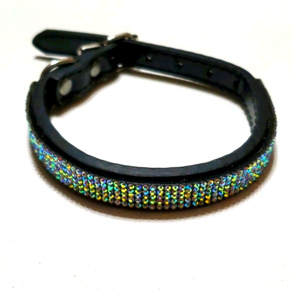 Dog Collar Black w/Faux Bling Bling Diamonds
